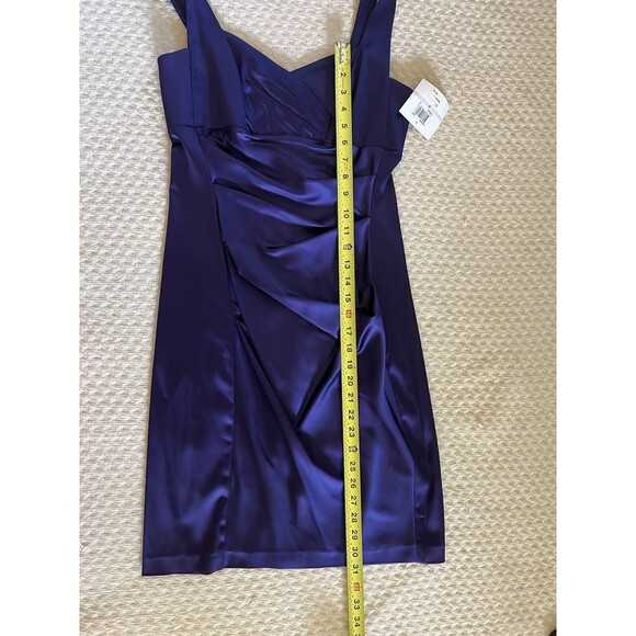 Donna Morgan Mini Dress Satin Strappy Cocktail Club Y2K | Purple | Womens Size 6 - Picture 8 of 11